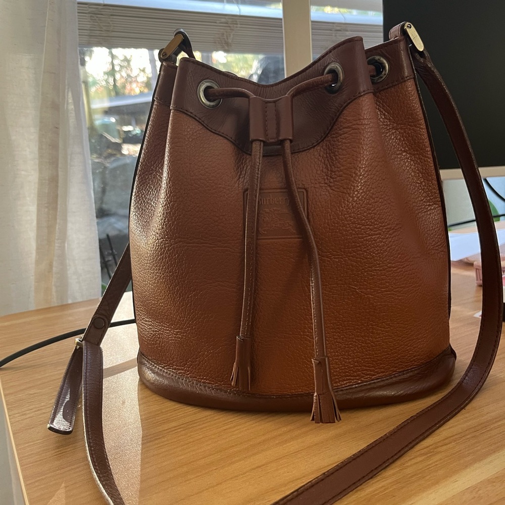 Burberry vintage Brown Leather Bucket Bag